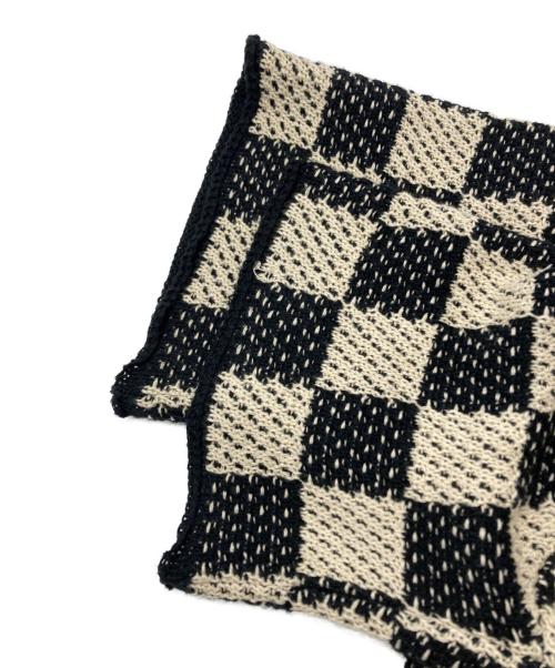 askyurself（アスクユアセルフ）askyurself (アスクユアセルフ) CHECKERED CROCHET SHIRT ブラック×アイボリー サイズ:Mの古着・服飾アイテム