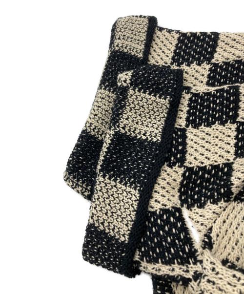 askyurself（アスクユアセルフ）askyurself (アスクユアセルフ) CHECKERED CROCHET SHIRT ブラック×アイボリー サイズ:Mの古着・服飾アイテム
