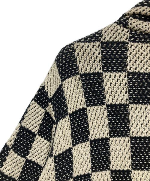 askyurself（アスクユアセルフ）askyurself (アスクユアセルフ) CHECKERED CROCHET SHIRT ブラック×アイボリー サイズ:Mの古着・服飾アイテム