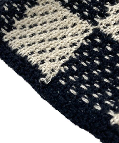 askyurself（アスクユアセルフ）askyurself (アスクユアセルフ) CHECKERED CROCHET SHIRT ブラック×アイボリー サイズ:Mの古着・服飾アイテム
