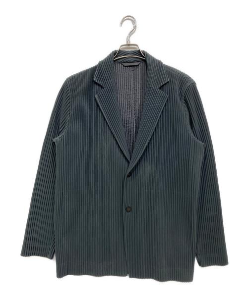 HOMME PLISSE ISSEY MIYAKE（オム プリッセ イッセイ ミヤケ）HOMME PLISSE ISSEY MIYAKE (オム プリッセ イッセイ ミヤケ) テーラードプリーツジャケット グレー サイズ:4の古着・服飾アイテム