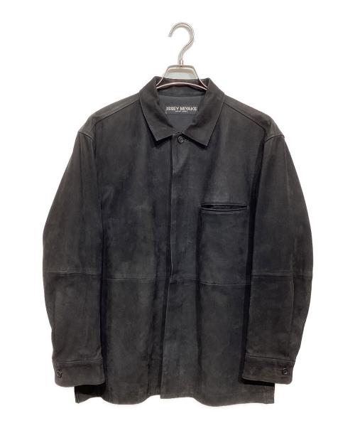 ISSEY MIYAKE（イッセイミヤケ）ISSEY MIYAKE (イッセイミヤケ) 比翼 カウレザージャケット ブラック サイズ:2の古着・服飾アイテム