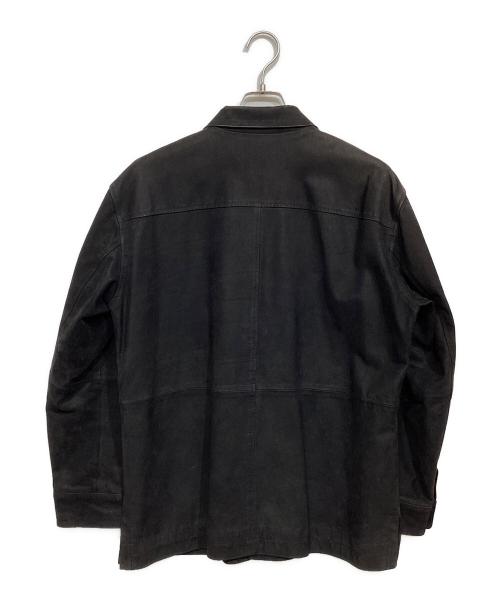 ISSEY MIYAKE（イッセイミヤケ）ISSEY MIYAKE (イッセイミヤケ) 比翼 カウレザージャケット ブラック サイズ:2の古着・服飾アイテム