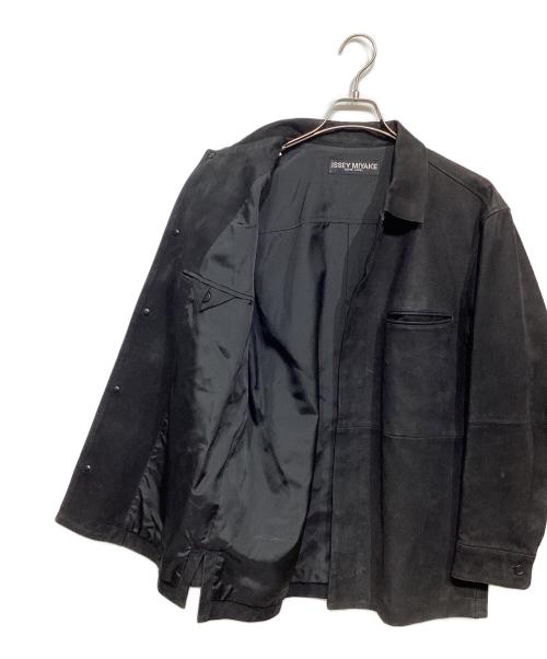 ISSEY MIYAKE（イッセイミヤケ）ISSEY MIYAKE (イッセイミヤケ) 比翼 カウレザージャケット ブラック サイズ:2の古着・服飾アイテム