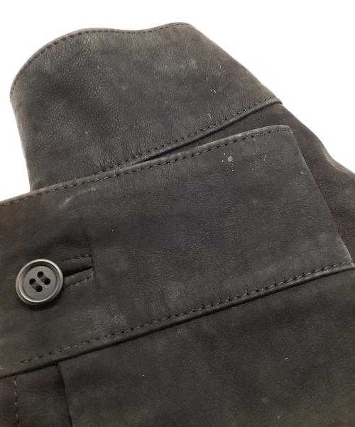 ISSEY MIYAKE（イッセイミヤケ）ISSEY MIYAKE (イッセイミヤケ) 比翼 カウレザージャケット ブラック サイズ:2の古着・服飾アイテム