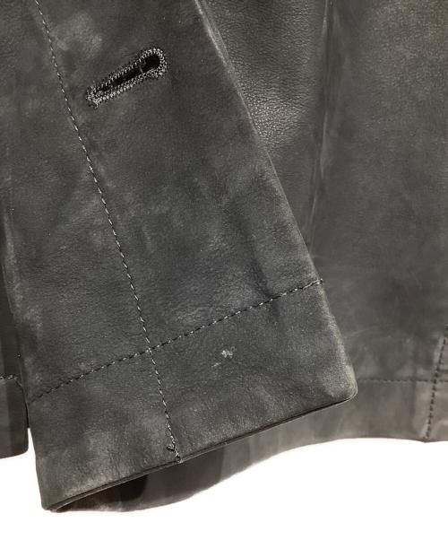 ISSEY MIYAKE（イッセイミヤケ）ISSEY MIYAKE (イッセイミヤケ) 比翼 カウレザージャケット ブラック サイズ:2の古着・服飾アイテム