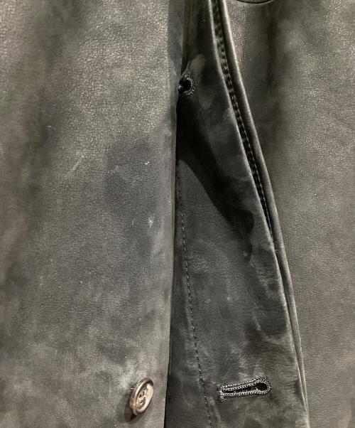ISSEY MIYAKE（イッセイミヤケ）ISSEY MIYAKE (イッセイミヤケ) 比翼 カウレザージャケット ブラック サイズ:2の古着・服飾アイテム