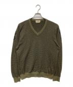 HERMESエルメス）の古着「カシミヤボーダーVネックニット」｜オリーブ