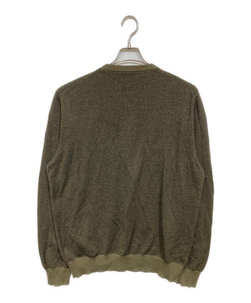 HERMES（エルメス）HERMES (エルメス) カシミヤボーダーVネックニット オリーブ サイズ:XLの古着・服飾アイテム