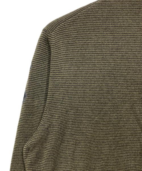 HERMES（エルメス）HERMES (エルメス) カシミヤボーダーVネックニット オリーブ サイズ:XLの古着・服飾アイテム