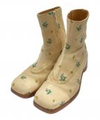 masuエムエーエスユー）の古着「BALLET BOOTS(flower hand paint)」｜ベージュ