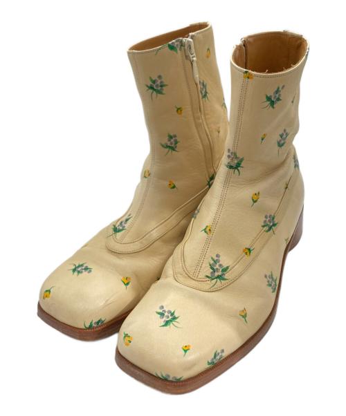 masu（エムエーエスユー）masu (エムエーエスユー) BALLET BOOTS(flower hand paint) ベージュ サイズ:42の古着・服飾アイテム