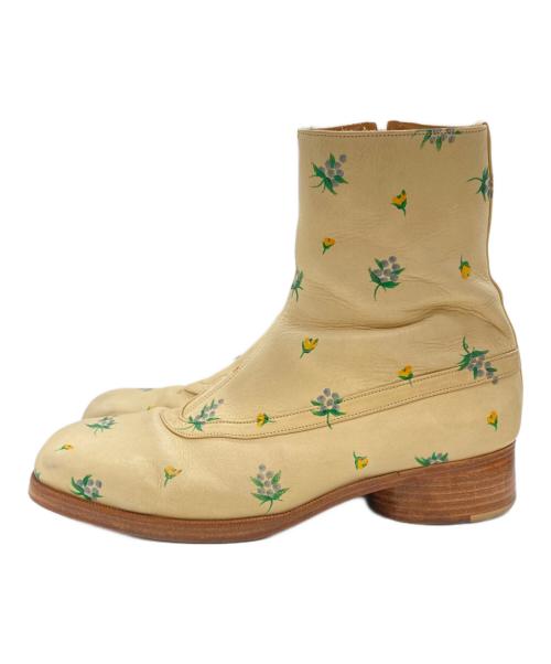 masu（エムエーエスユー）masu (エムエーエスユー) BALLET BOOTS(flower hand paint) ベージュ サイズ:42の古着・服飾アイテム