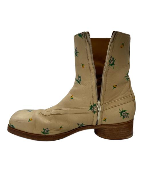 masu（エムエーエスユー）masu (エムエーエスユー) BALLET BOOTS(flower hand paint) ベージュ サイズ:42の古着・服飾アイテム
