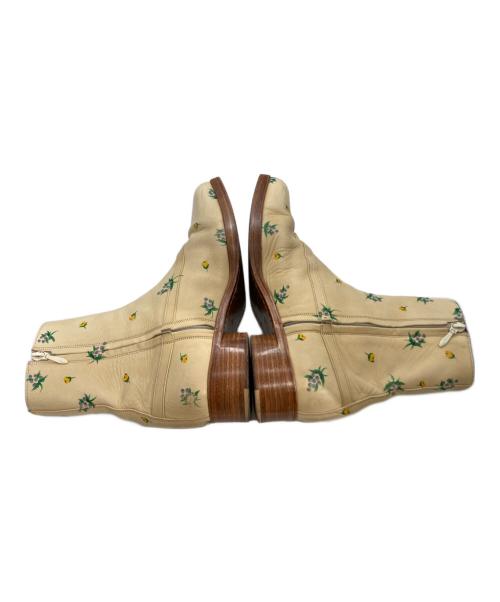 masu（エムエーエスユー）masu (エムエーエスユー) BALLET BOOTS(flower hand paint) ベージュ サイズ:42の古着・服飾アイテム