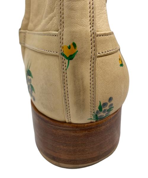 masu（エムエーエスユー）masu (エムエーエスユー) BALLET BOOTS(flower hand paint) ベージュ サイズ:42の古着・服飾アイテム