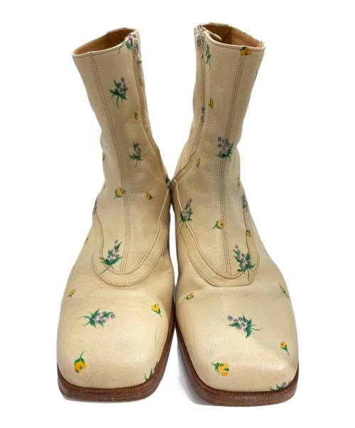 masu（エムエーエスユー）masu (エムエーエスユー) BALLET BOOTS(flower hand paint) ベージュ サイズ:42の古着・服飾アイテム