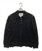 DAIRIKUダイリク）の古着「Fulling Damage Tite Polo Knit」｜ブラック