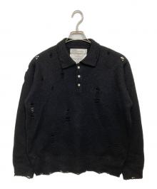 DAIRIKU（ダイリク）の古着「Fulling Damage Tite Polo Knit」｜ブラック
