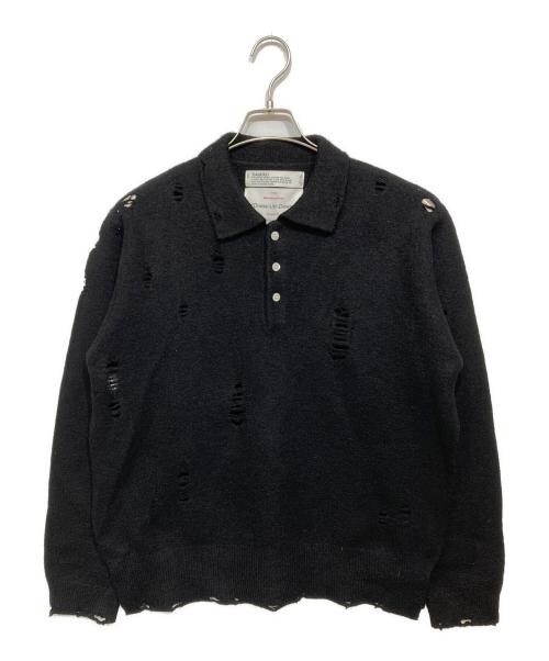 DAIRIKU（ダイリク）DAIRIKU (ダイリク) Fulling Damage Tite Polo Knit ブラック サイズ:Mの古着・服飾アイテム