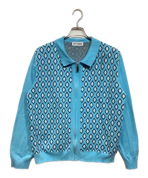 TTT MSW（ティー）TTT MSW (ティー) Diamond Knit Polo ブルー サイズ:Mの古着・服飾アイテム