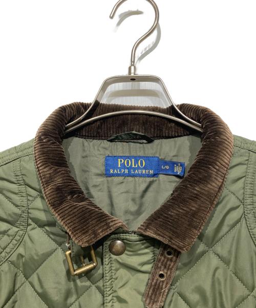 POLO RALPH LAUREN（ポロ・ラルフローレン）POLO RALPH LAUREN (ポロ・ラルフローレン) 襟コーデュロイキルティングジャケット オリーブ サイズ:Lの古着・服飾アイテム