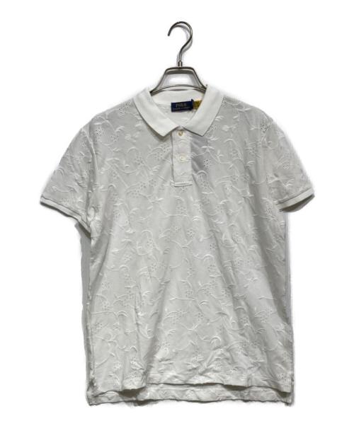 POLO RALPH LAUREN（ポロ・ラルフローレン）POLO RALPH LAUREN (ポロ・ラルフローレン) フラワーエンブロイダリーポロシャツ ホワイト サイズ:Mの古着・服飾アイテム