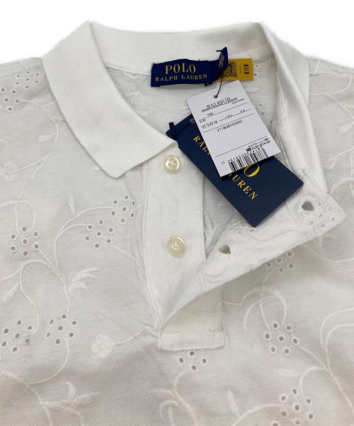 POLO RALPH LAUREN（ポロ・ラルフローレン）POLO RALPH LAUREN (ポロ・ラルフローレン) フラワーエンブロイダリーポロシャツ ホワイト サイズ:Mの古着・服飾アイテム