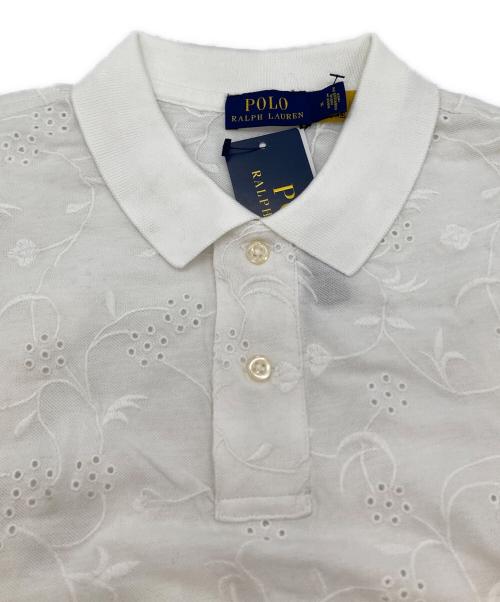 POLO RALPH LAUREN（ポロ・ラルフローレン）POLO RALPH LAUREN (ポロ・ラルフローレン) フラワーエンブロイダリーポロシャツ ホワイト サイズ:Mの古着・服飾アイテム