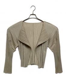 PLEATS PLEASE（プリーツプリーズ）の古着「プリーツカーディガン　PP33-JO124」｜ベージュ