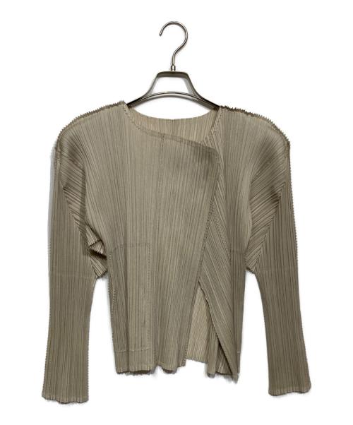 PLEATS PLEASE（プリーツプリーズ）PLEATS PLEASE (プリーツプリーズ) プリーツカーディガン　PP33-JO124 ベージュ サイズ:3の古着・服飾アイテム