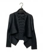 PLEATS PLEASEプリーツプリーズ）の古着「プリーツデザインカーディガン」｜ブラック