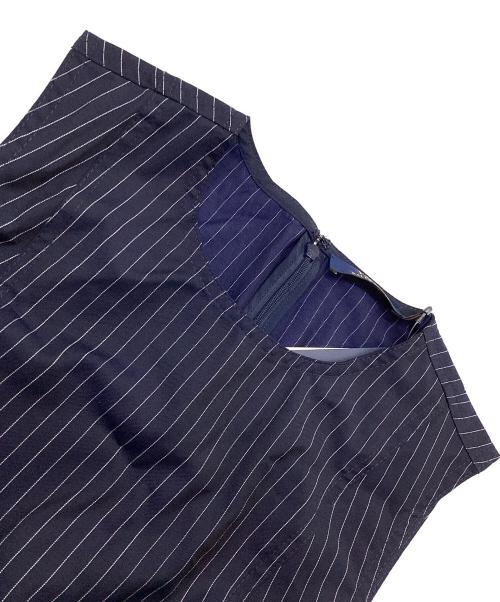 POLO RALPH LAUREN（ポロ・ラルフローレン）POLO RALPH LAUREN (ポロ・ラルフローレン) ノースリーブストライプワンピース ネイビー サイズ:8 未使用品の古着・服飾アイテム