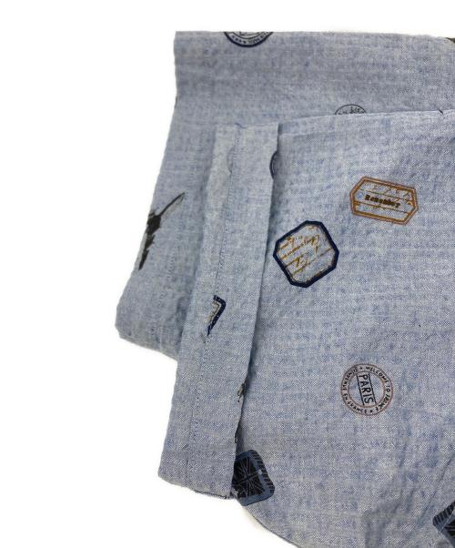 PAPAS（パパス）PAPAS (パパス) コットンサッカープリントシャツ ブルー サイズ:M 未使用品の古着・服飾アイテム
