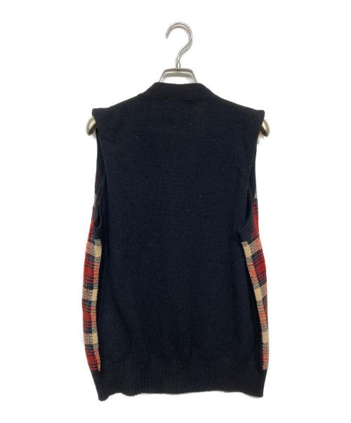 RRL（ダブルアールエル）RRL (ダブルアールエル) チェックニットベスト レッド×ブラック サイズ:Mの古着・服飾アイテム