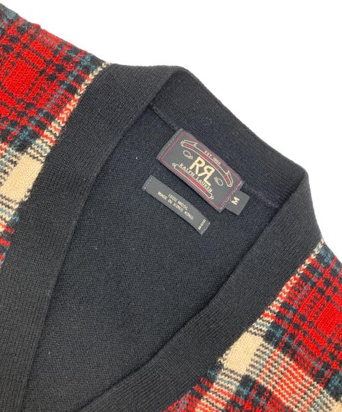 RRL（ダブルアールエル）RRL (ダブルアールエル) チェックニットベスト レッド×ブラック サイズ:Mの古着・服飾アイテム