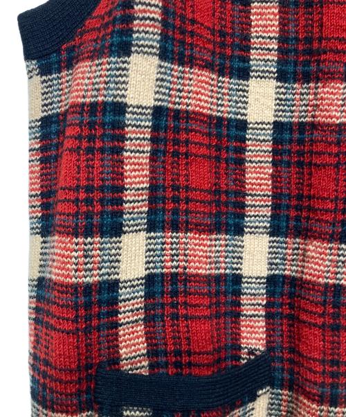 RRL（ダブルアールエル）RRL (ダブルアールエル) チェックニットベスト レッド×ブラック サイズ:Mの古着・服飾アイテム