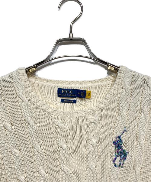 POLO RALPH LAUREN（ポロ・ラルフローレン）POLO RALPH LAUREN (ポロ・ラルフローレン) ビーズポニーニット ベージュ サイズ:Mの古着・服飾アイテム
