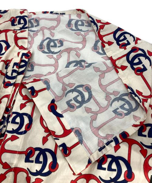 GUCCI（グッチ）GUCCI (グッチ) ダブルG アンカープリント コットン スカート ベージュ×ネイビー×レッド サイズ:36の古着・服飾アイテム