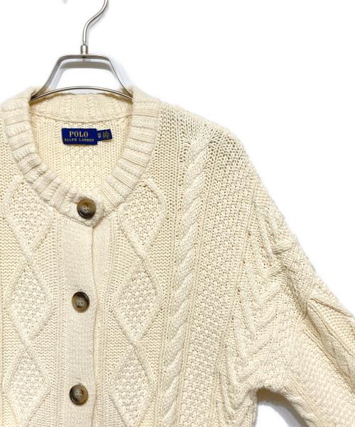 POLO RALPH LAUREN（ポロ・ラルフローレン）POLO RALPH LAUREN (ポロ・ラルフローレン) ケーブルニットカーディガン アイボリー サイズ:XSの古着・服飾アイテム
