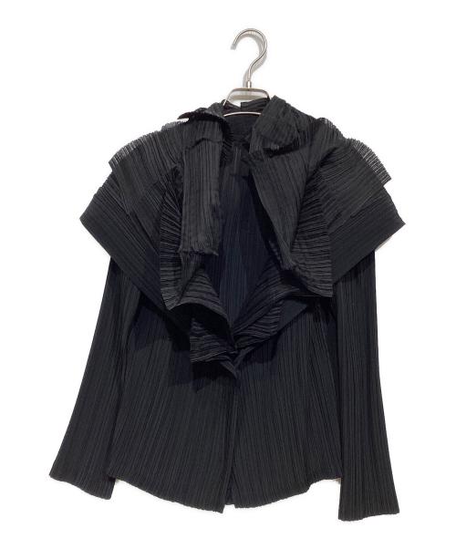 ISSEY MIYAKE（イッセイミヤケ）ISSEY MIYAKE (イッセイミヤケ) 多重襟 レイヤードデザインプリーツジャケット ブラック サイズ:2の古着・服飾アイテム