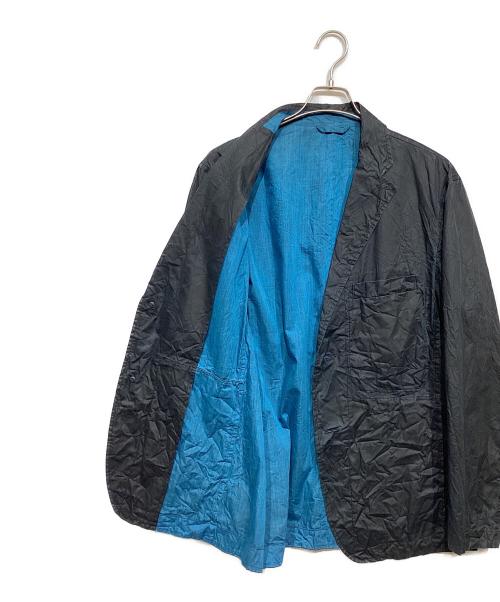 ISSEY MIYAKE MEN（イッセイミヤケメン）ISSEY MIYAKE MEN (イッセイミヤケメン) シワ加工テーラードジャケット ブラック×ブルー サイズ:4の古着・服飾アイテム