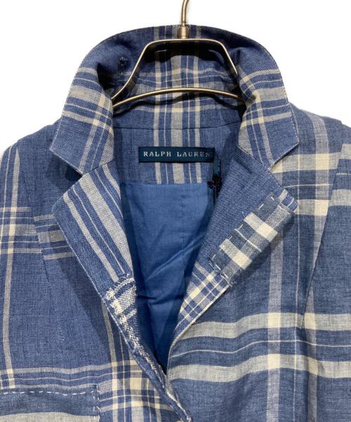 POLO RALPH LAUREN（ポロ・ラルフローレン）POLO RALPH LAUREN (ポロ・ラルフローレン) パッチワークリネンジャケット インディゴ サイズ:6の古着・服飾アイテム
