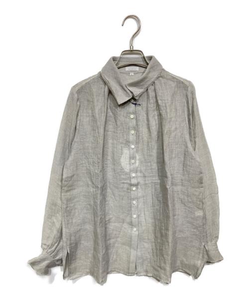 yunahica（ユナヒカ）yunahica (ユナヒカ) リネンフリルブラウス グレー サイズ:1の古着・服飾アイテム