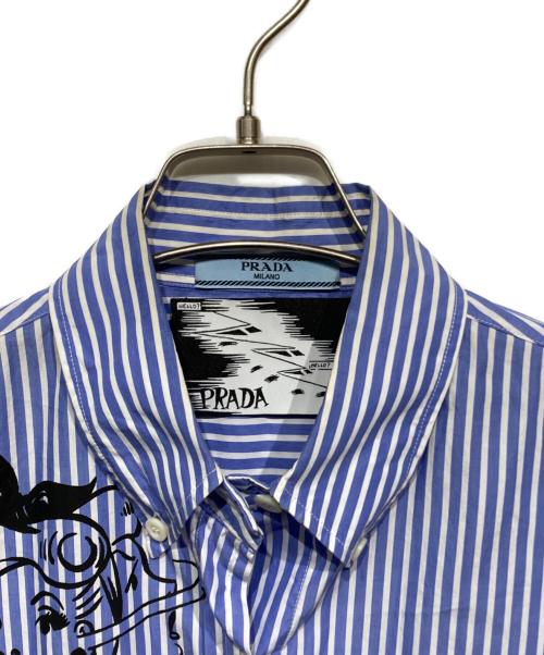 PRADA（プラダ）PRADA (プラダ) コミックプリントストライプシャツ ブルー サイズ:42の古着・服飾アイテム