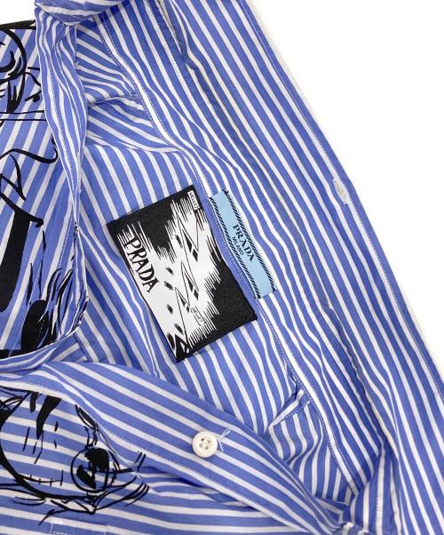PRADA（プラダ）PRADA (プラダ) コミックプリントストライプシャツ ブルー サイズ:42の古着・服飾アイテム