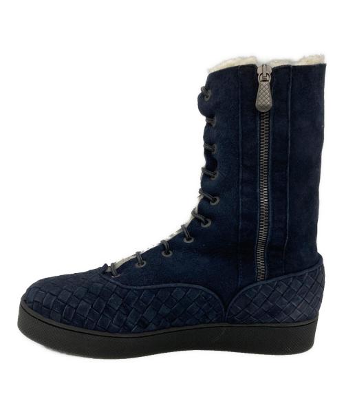 BOTTEGA VENETA（ボッテガベネタ）BOTTEGA VENETA (ボッテガベネタ) レースアップムートンブーツ ネイビー サイズ:不明の古着・服飾アイテム