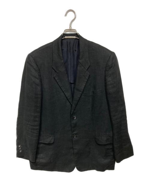 PAPAS（パパス）PAPAS (パパス) リネンテーラードジャケット ブラック サイズ:(46)Sの古着・服飾アイテム