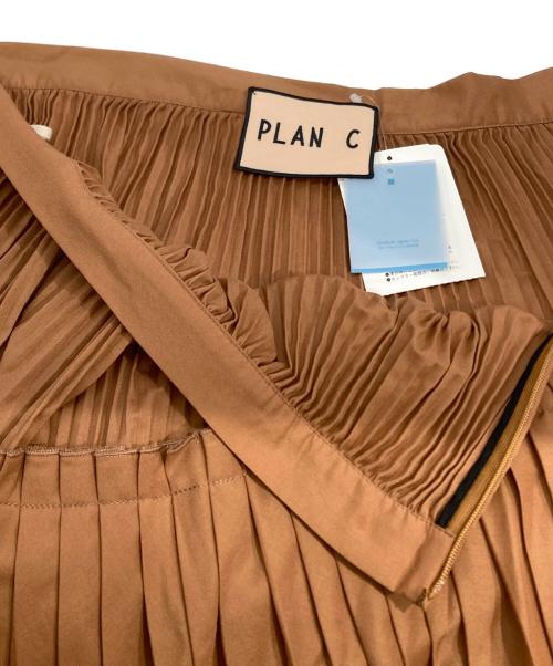 PLAN C（プランシー）PLAN C (プランシー) コットンポリエステルプリーツスカート ブラウン サイズ:40の古着・服飾アイテム