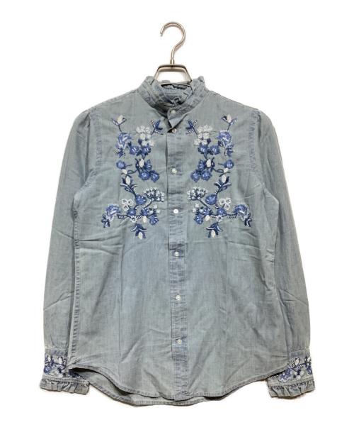 POLO RALPH LAUREN（ポロ・ラルフローレン）POLO RALPH LAUREN (ポロ・ラルフローレン) ビーズ刺繍シャンブレーシャツ ライトインディゴ サイズ:4の古着・服飾アイテム